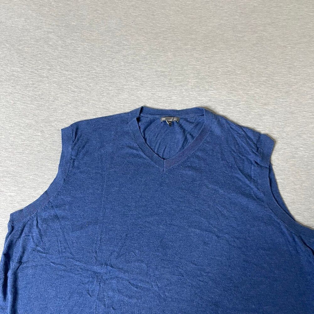 Gap Men’s Cable Knit Solid Blue V-Neck Sweater Ve… - image 4